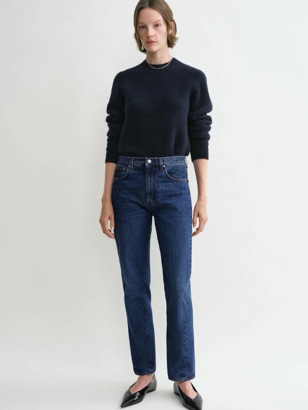 Toteme Twisted Seam Denim Jeans in Dark Blue